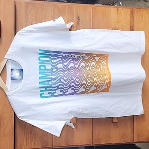 Champion: Men's Classic Cotton T-Shirt, White With Rainbow Graphic XL